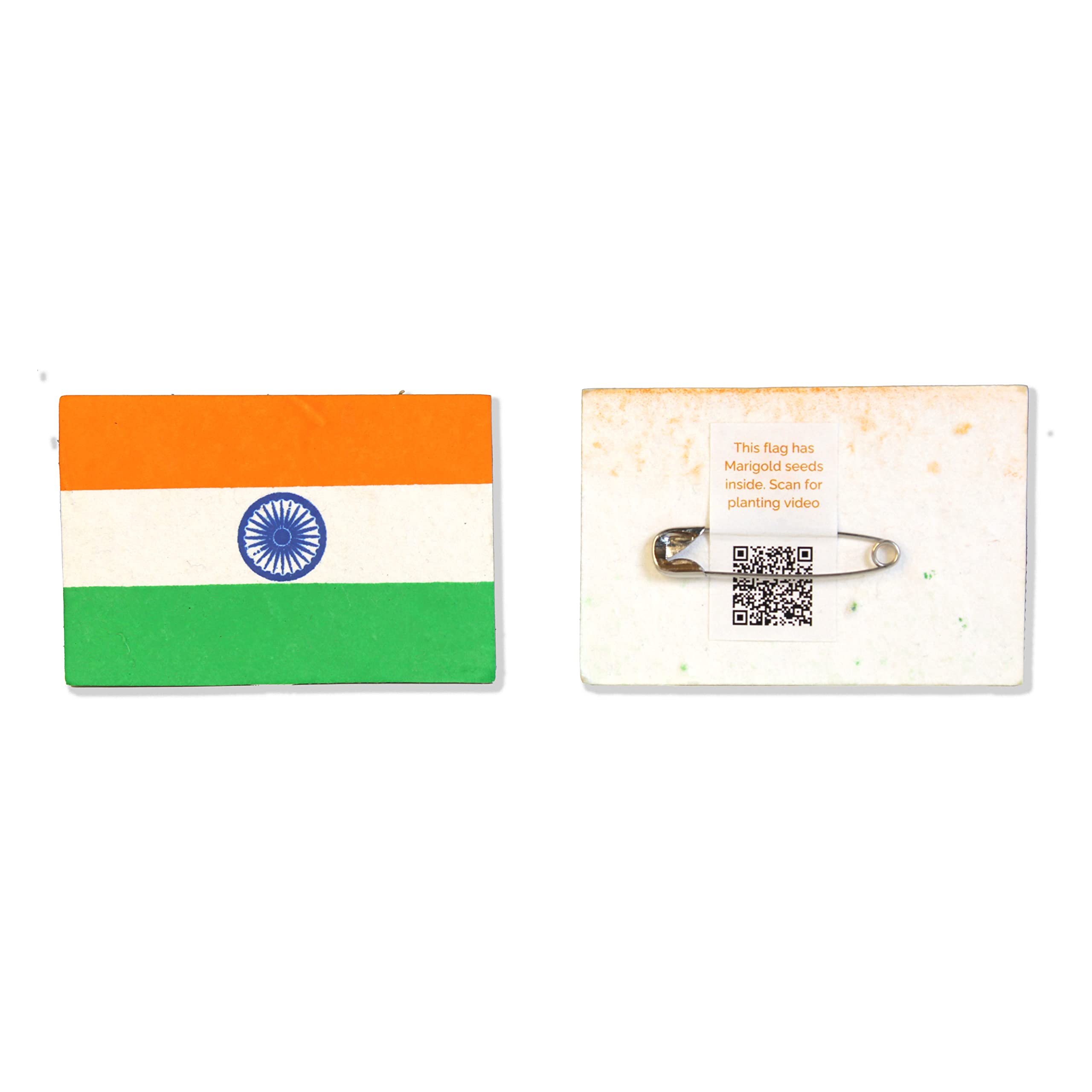 bioQ TRI-COLOUR PLANTABLE Badge - Indian Flag Colour Badge, Made of Seed Paper - Pack of 25