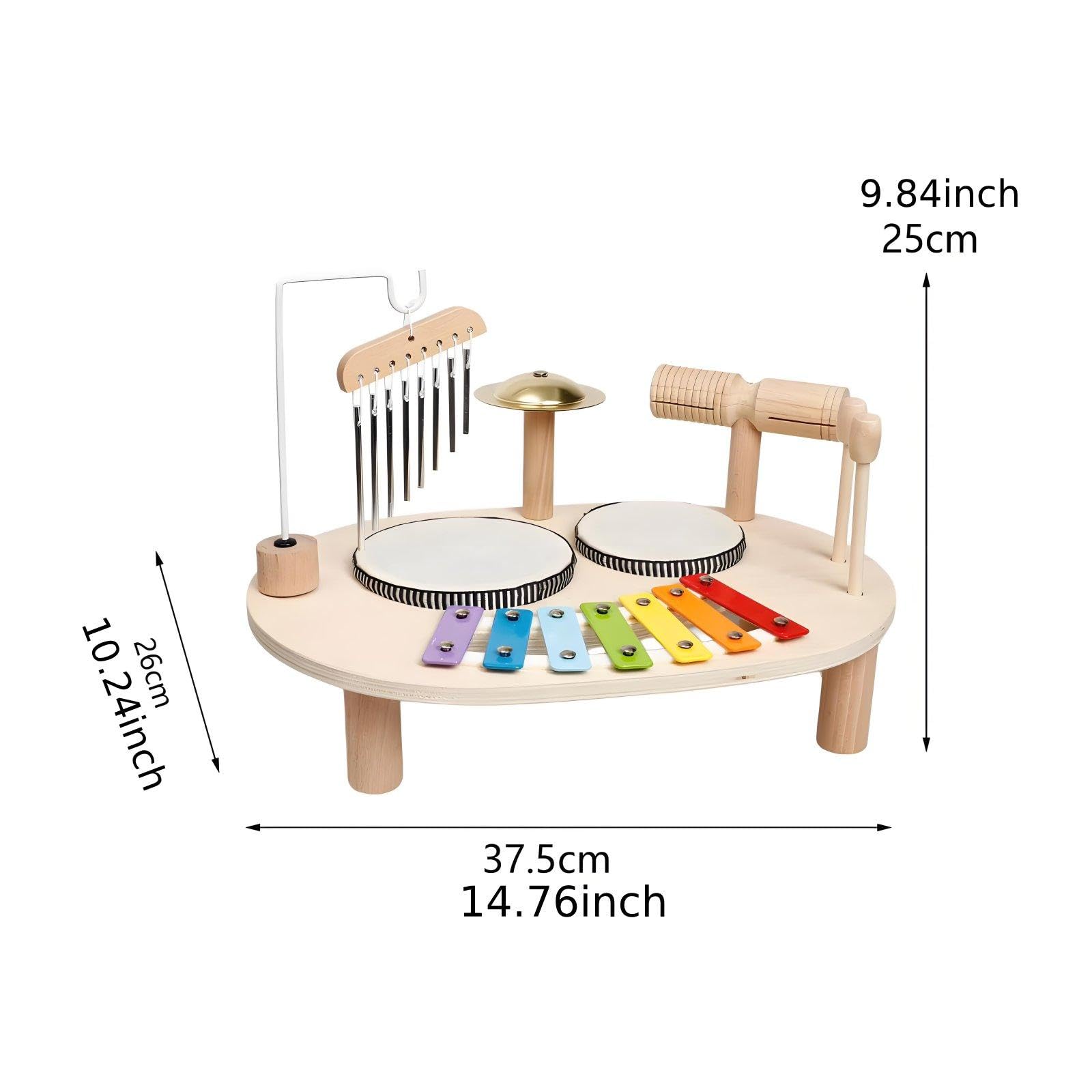 Qianly Schlagzeug Aus Holz, Musikspielzeug für Vorschulkinder, Lernspielzeug für Kleinkinder, Musikinstrumente für 3 Jährige, Geschenk