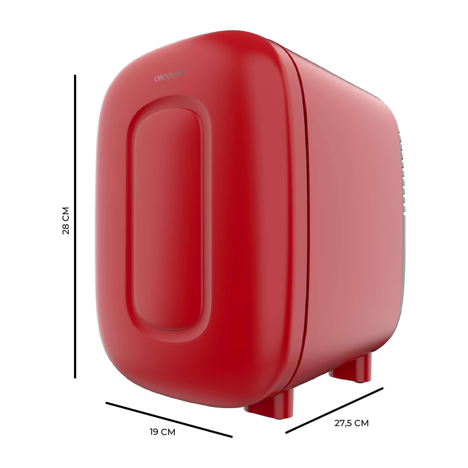 Cecotec Mini-Kühlschrank Bolero MiniCooling 4L Capri Red. 12V und 220V Anschluss, Perfekt für Auto und Wohnwagen, Praktische Kühl- und Heizfunktion, 7 bis 50 Grad, Kompakt und Leicht Transportierbar