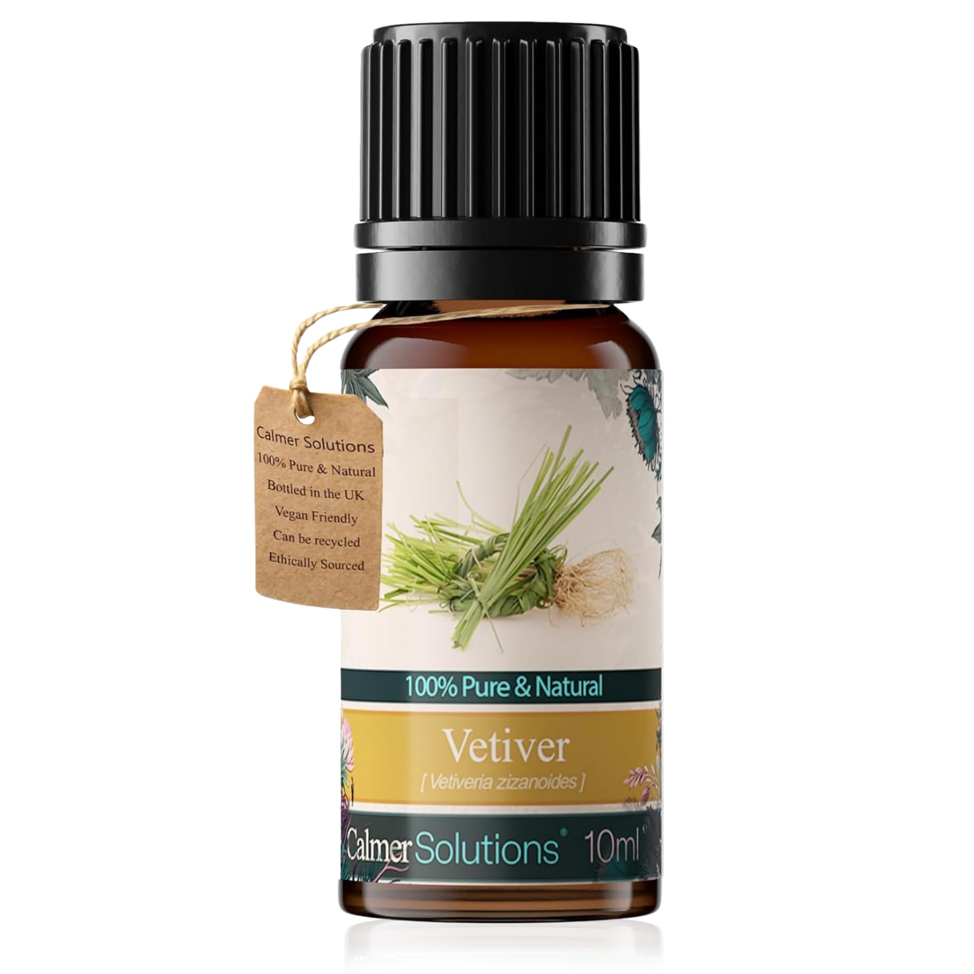 Calmer Solutions Light To Dark Brown Vetiver 100% Pure Essential Aromatherapy Oil 10Ml