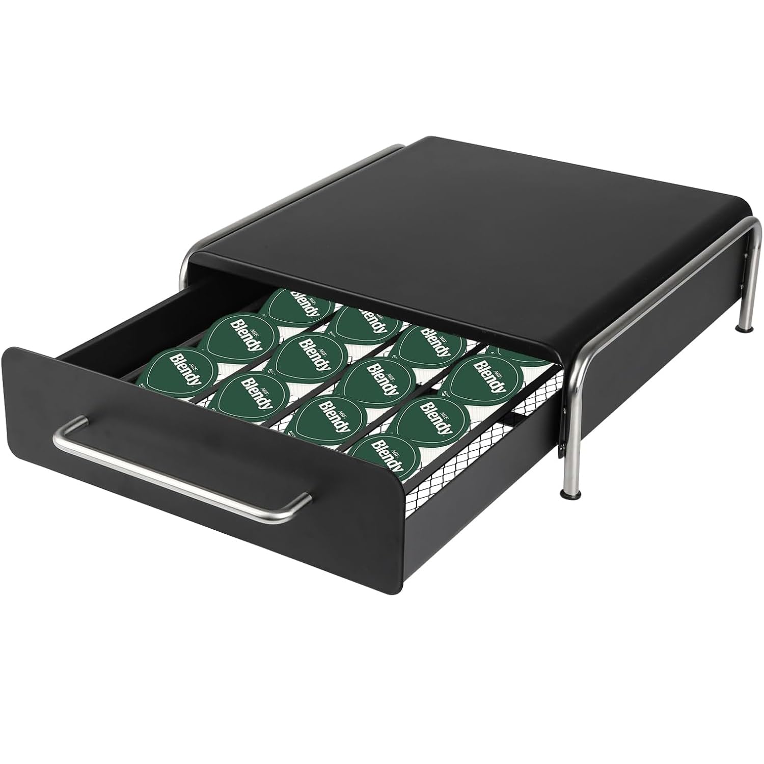 HEEOREV カプセル収納引き出し コーヒーポッド コーヒーホルダー メタル カプセルストレージ引き出し 41X31.5X11cm 防塵 掃除が簡単 小スペースカウンターに最適 省スペース 収納ラック ブラック
