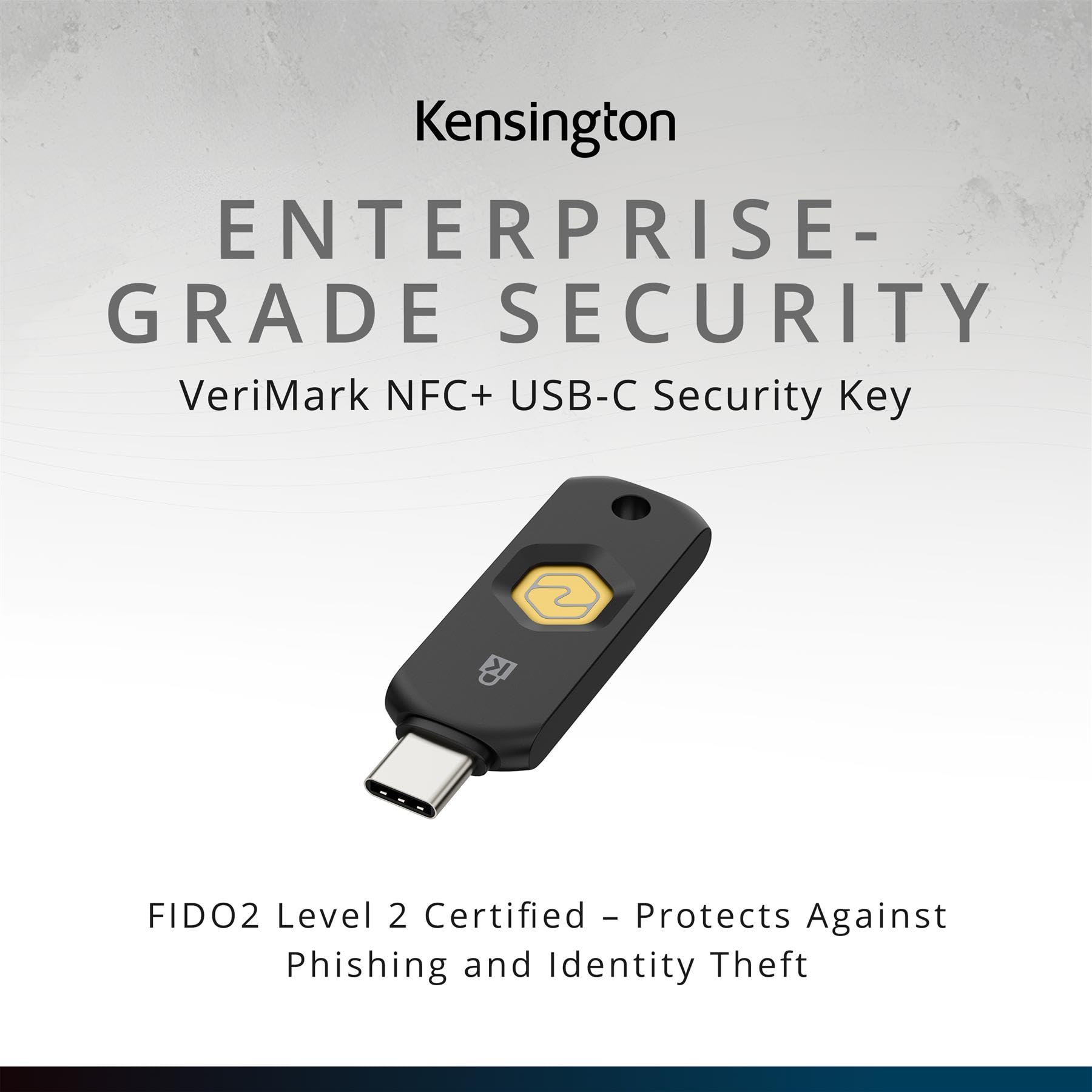 Kensington Llave de Seguridad USB-C VeriMark NFC+ con Passkey | Certificación FIDO2 Nivel 2, CTAP 2.1, autenticación NFC y USB-C para acceso seguro sin contraseña