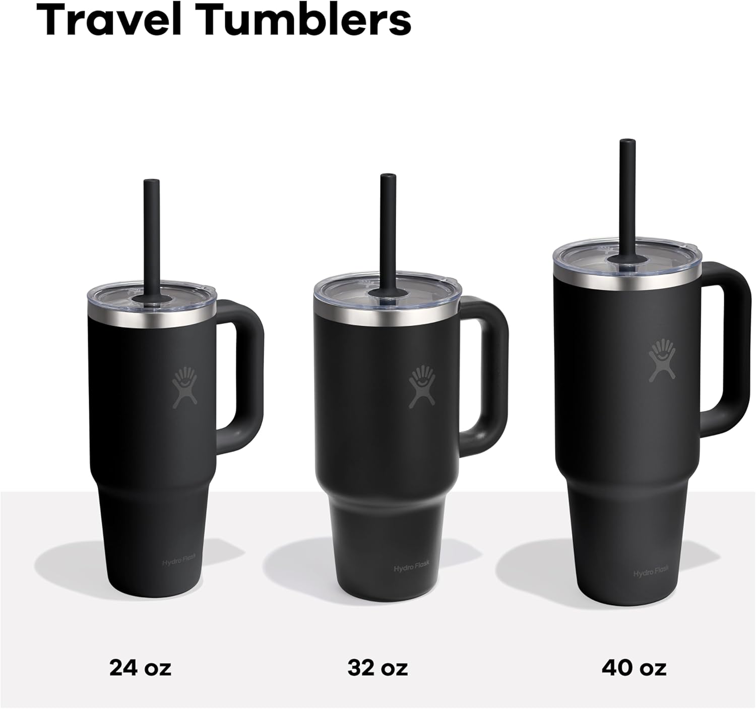 Hydro Flask 24 Oz Travel Tumbler with Handle, Clear Lid and Straw - Insulated Stainless Steel