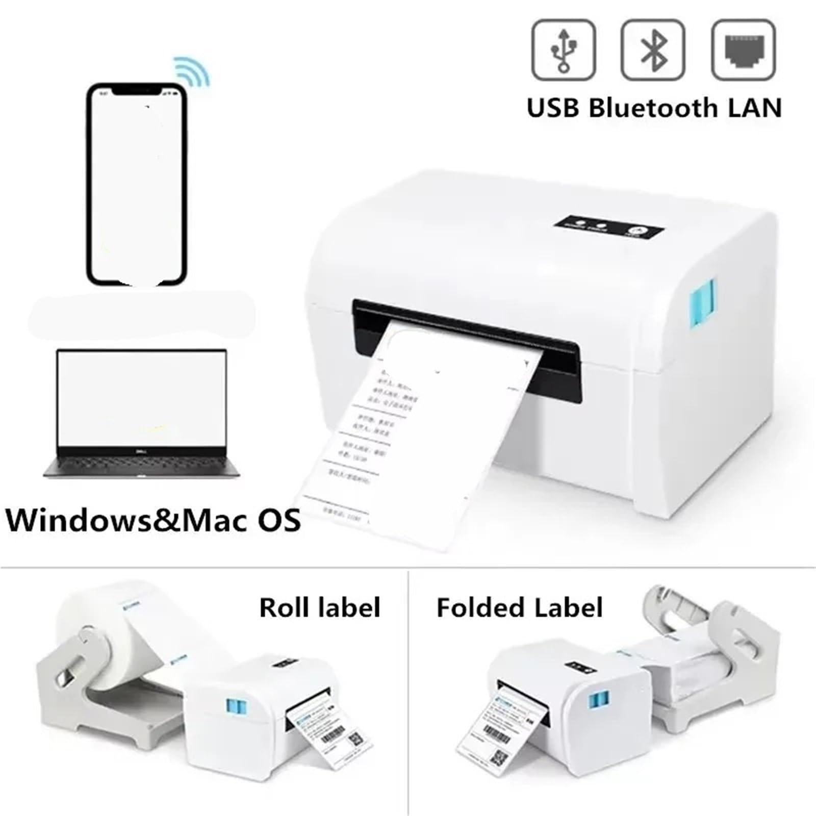 Producent etykiet, termiczna drukarka etykiet Bluetooth do domu, kuchni, biura, kompatybilna z pakietami 10 x 15 cm