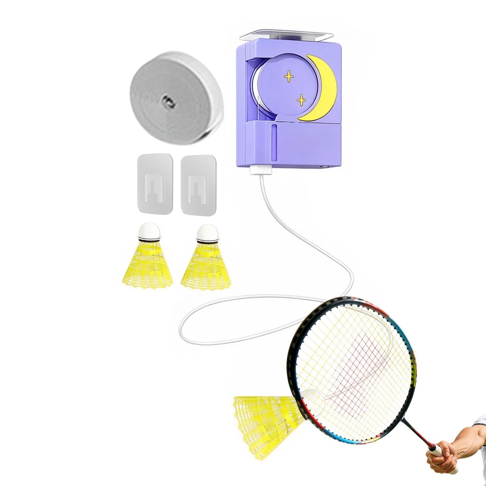 Machine de badminton avec télécommande et cordon élastique pour solo - 8