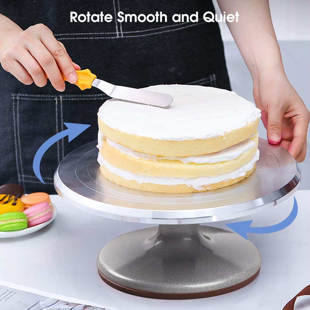 Wakects Plateau tournant pour gâteau rotatif, plateau tournant pour gâteau en aluminium, 12 pouces, plateau à gâteaux, présentoir à gâteau, adapté pour gâteaux pâtisserie