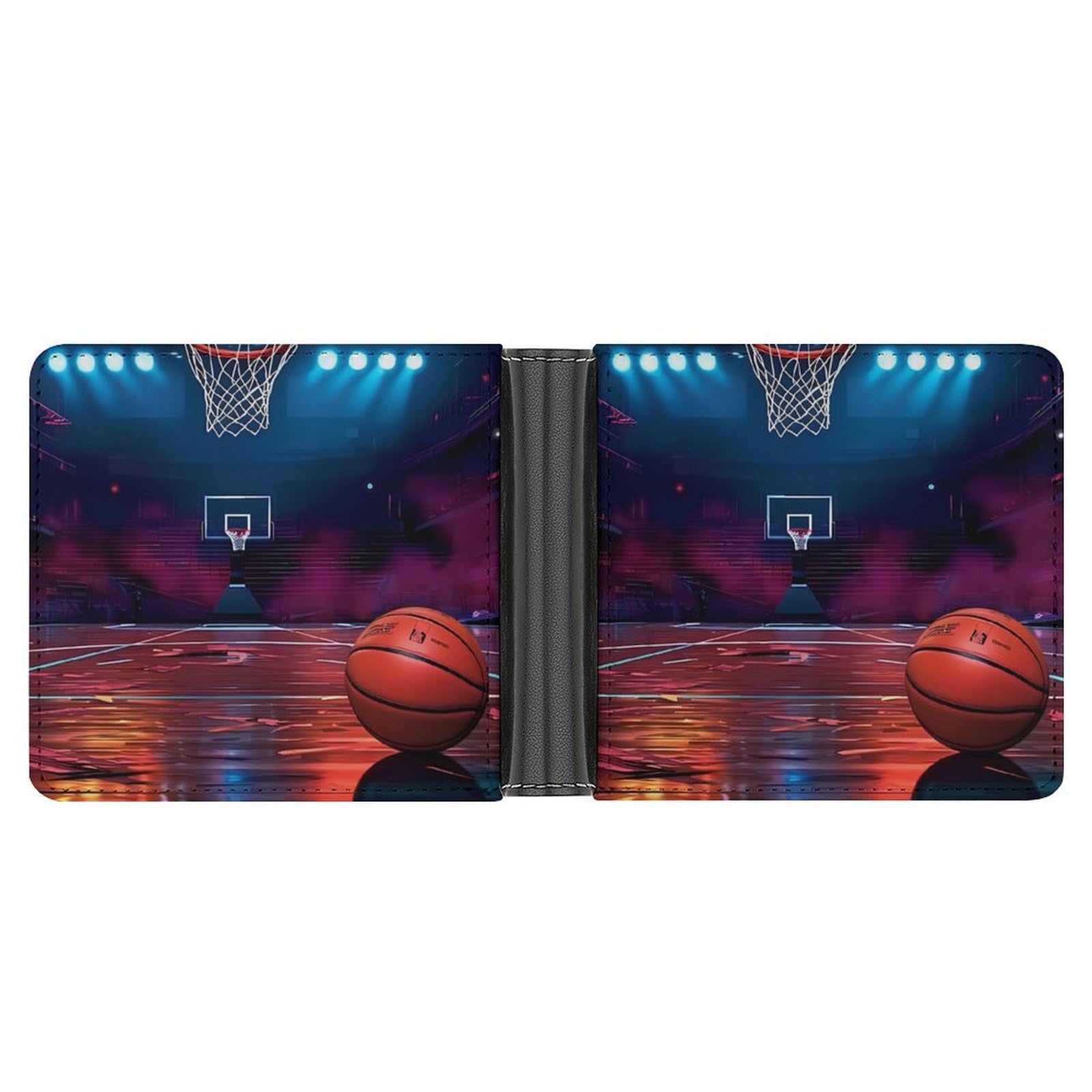 Basketball Sports Funny Men's Slim Bifold Wallet with Multiple Card Slots Front Pocket Purse