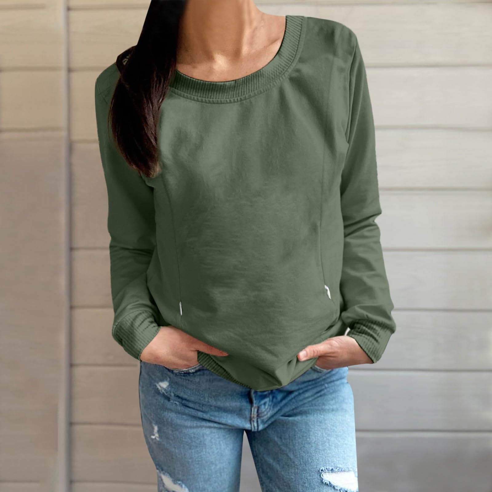 Sudadera informal de lactancia para mujer, cómoda, cómoda, con cremallera, para lactancia, suéter para mamá, pantalones deportivos y sudaderas para mujer, verde, S