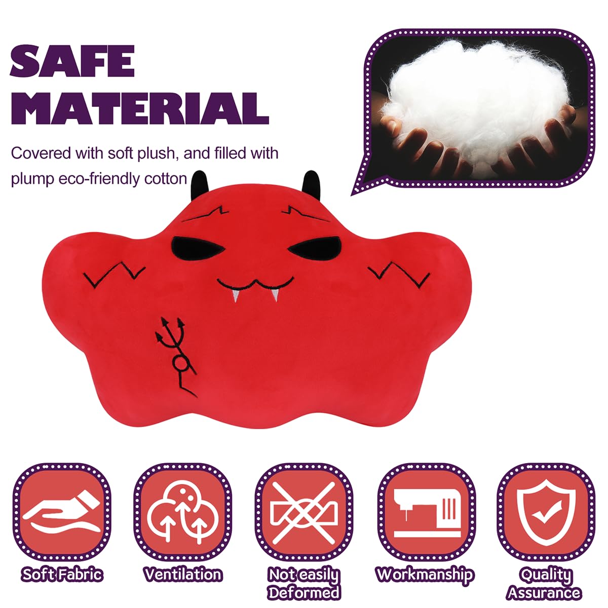 Gisqis Cuscino Nuvole Demoniache Rosse Cuscini Pelosi Nuvole Peluche Kawaii Morbidosi Decorativi Per Bambina Natale Compleanno Divano Carino San Valentino Regalo 44cm