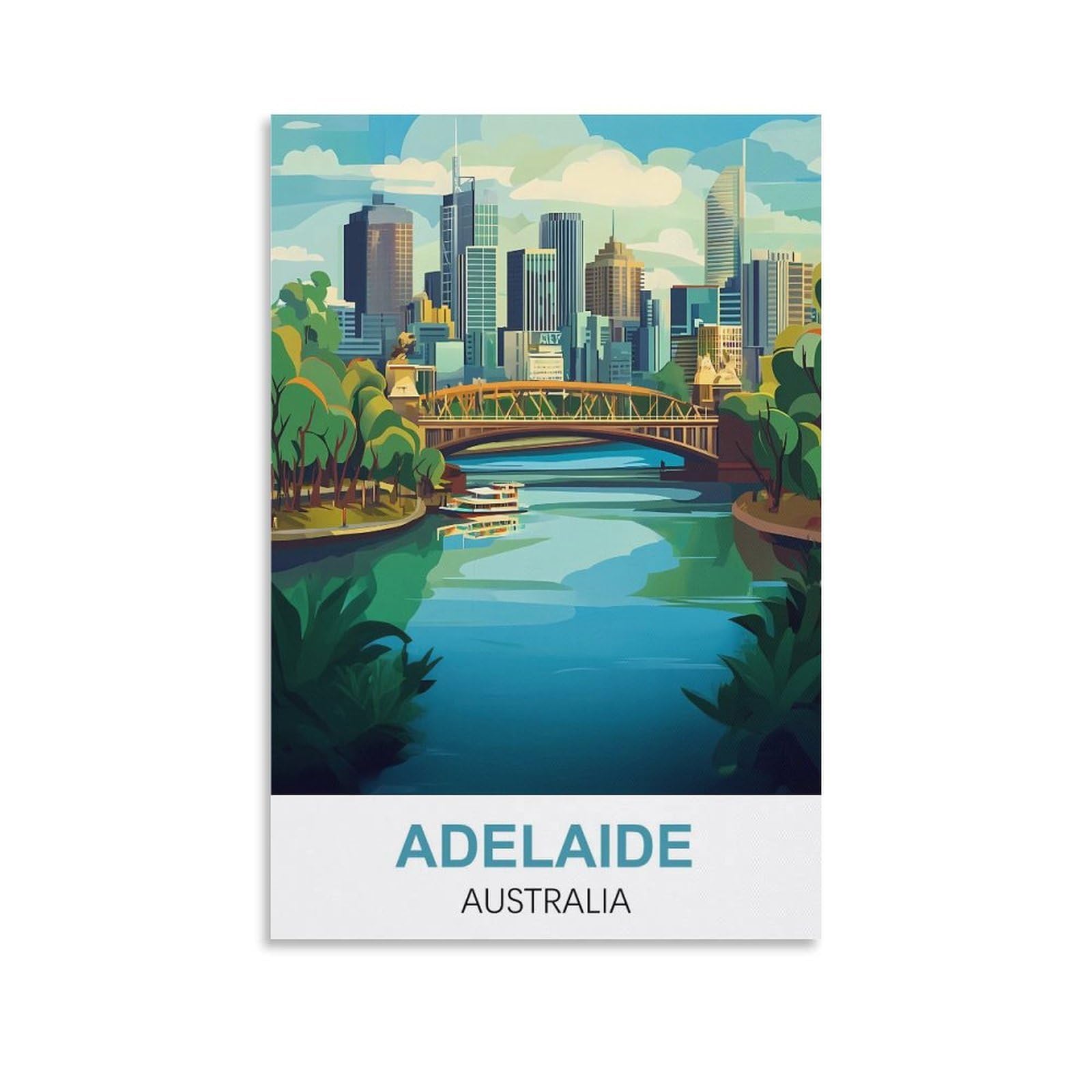 Hnrojico Unframe-Style Adelaide Australia Vintage Travel Poster 12X18inch(30X45cm) Canvas Wall Art Poster Prints