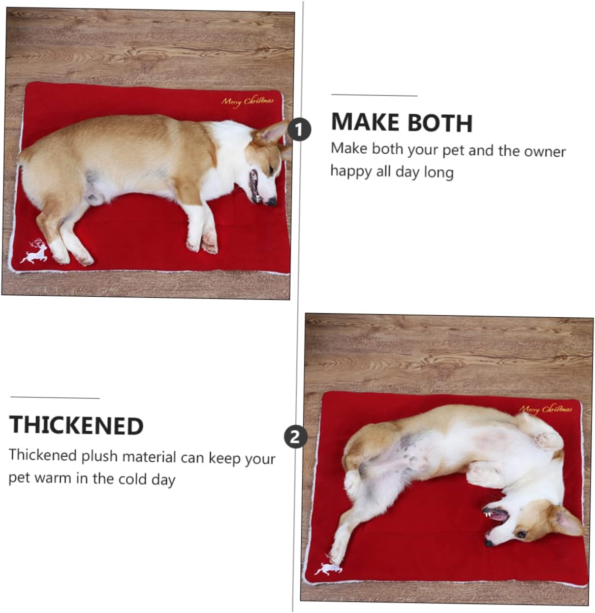 Pet Sleeping Mat Thickened Plush Cushion Christmas Cozy Nap Bed for Dogs and Cats Warm Crate Pad Comfortable Animal Sleeping Mat