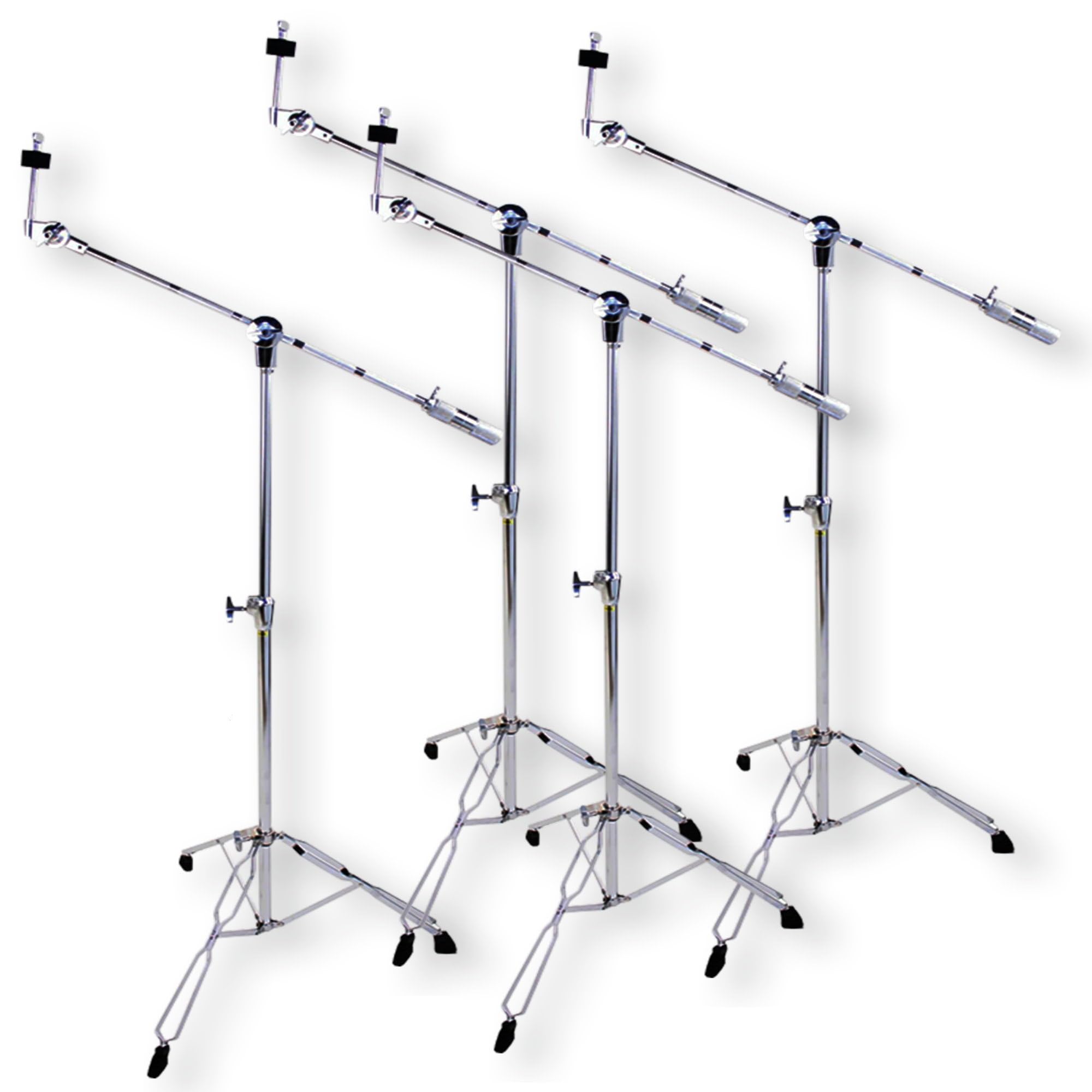 GRIFFIN Cymbal Boom Stands (Percussion TiltPro X Edition) 4 Pack – Double Braced Chrome Tripod Hardware for Drummers – Heavy-Duty Mount for Crash, Ride & Splash