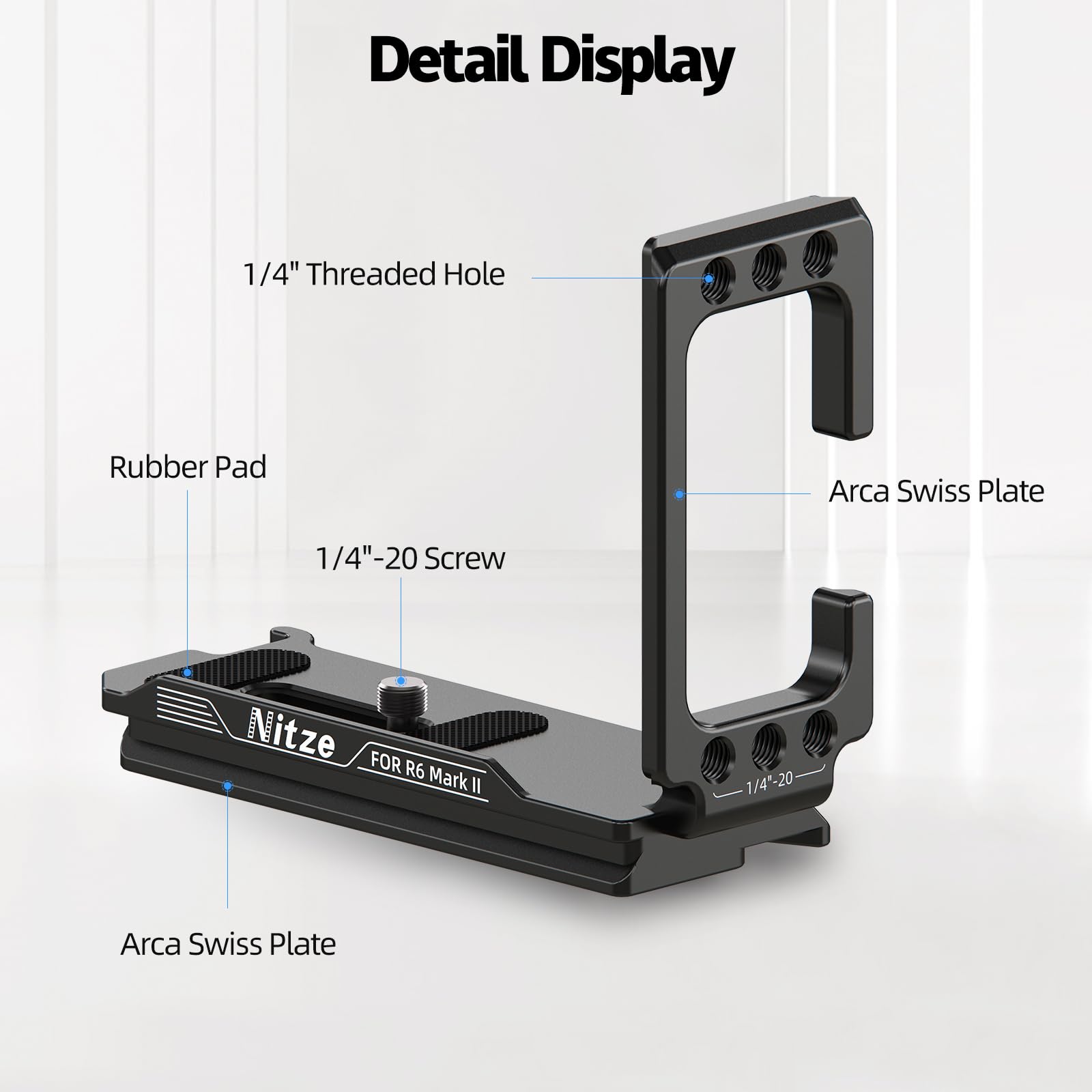 Nitze L Support pour Canon Caméra R6 Mark II/R6, L Bracket avec Plaque Arca Swiss à Dégagement Rapide pour Prise de Vue Horizontale et Verticale – T-C05A