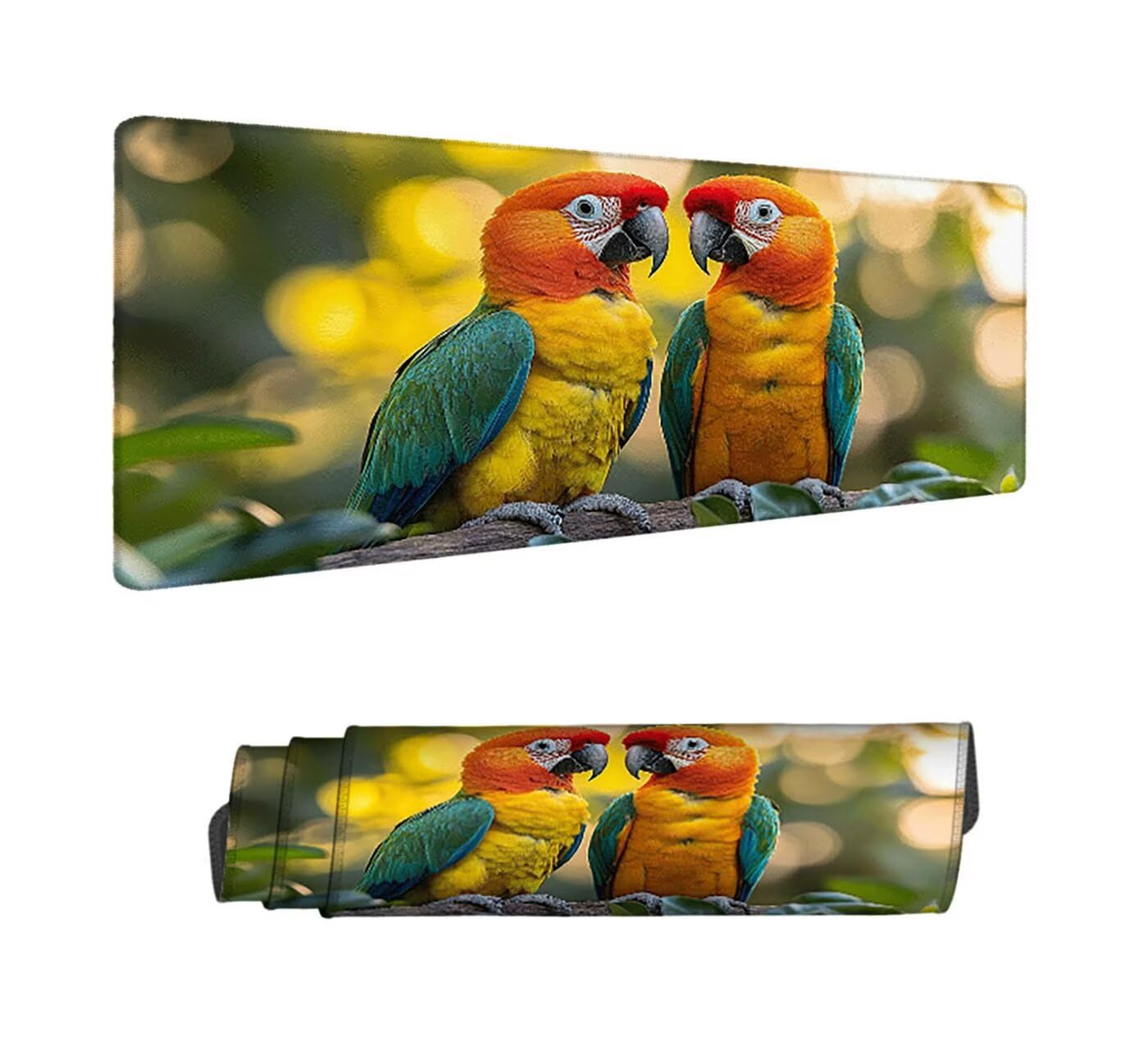 Podkładka pod mysz do gier XXL 1000 x 500 x 3 mm, papuga duża podkładka pod mysz do gier XXL z wodoodporną gumą, ptak pod ręką biurko zszyta podkładka pod mysz do pracy, gier, biura, H-5573