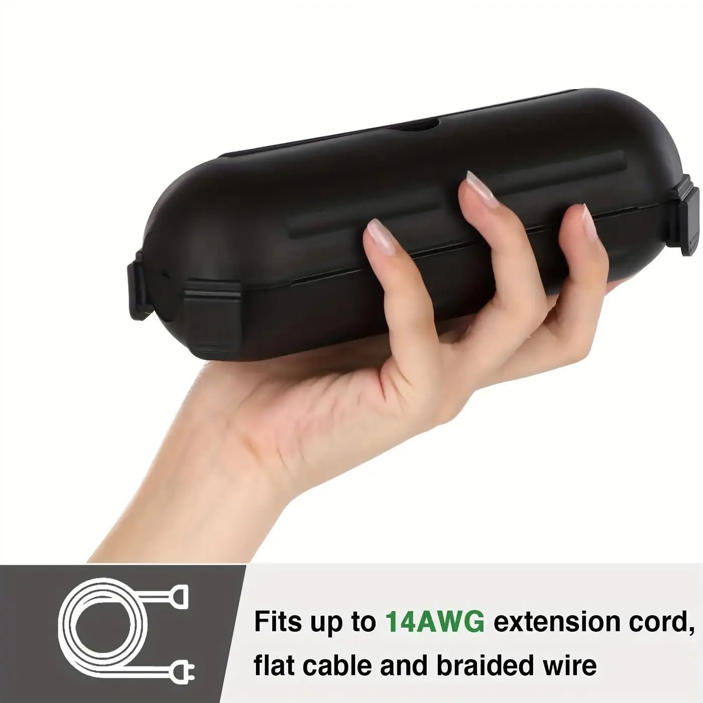 Outdoor Extension Cord Safety Cover, Heavy Duty PVC Waterproof Seal, Protect Outlets Plugs Sockets for Garden Patio Yard, Black — view 4
