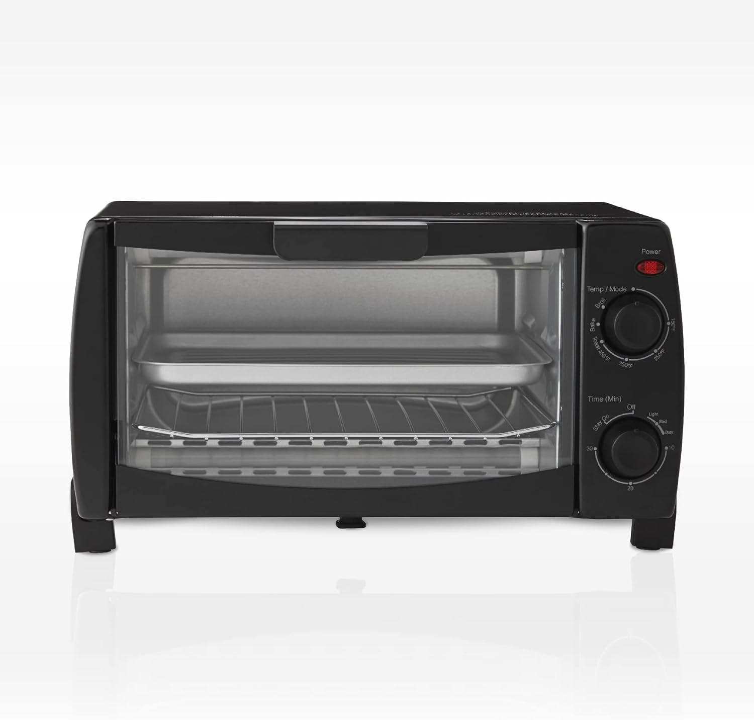 Mainstays 4Slice Toaster Oven, Black, Includes 1 baking