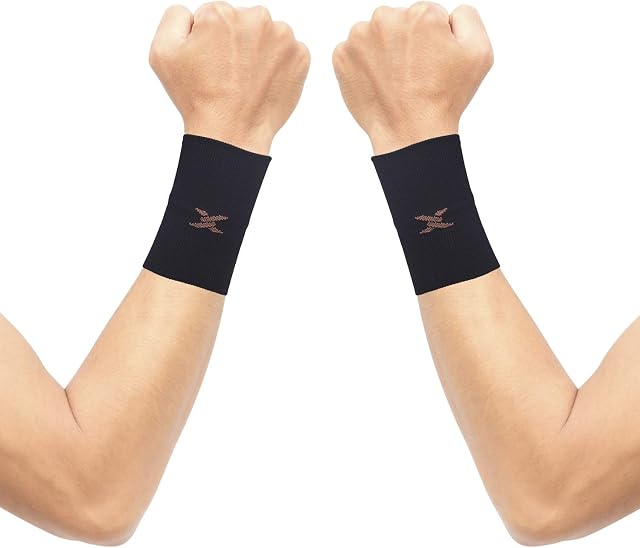 Thx4COPPER Compression Wrist Sleeve-Copper Infused Wrist Support for Men &Women-Improve Circulation and Recovery 1 Pair,Black,XL
