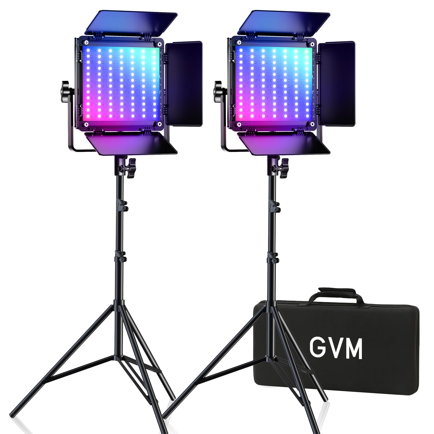 GVM 800D RGB Led Video Light, 2PCS Video Lighting Kit with APP Control, 40W Photography Lighting Led Panel Light with 18 Kinds of The Scene Lights for Studio YouTube, 3200K-5600K, CRI 97+
