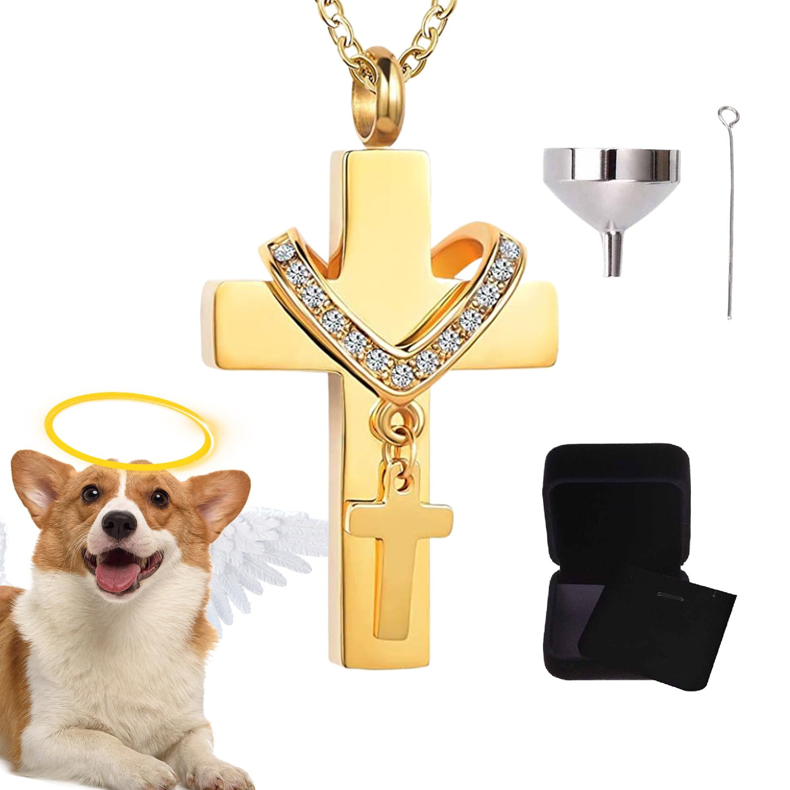Bijou d'urne pour cendres pendentif croix étanche pour protéger les cendres de crémation
