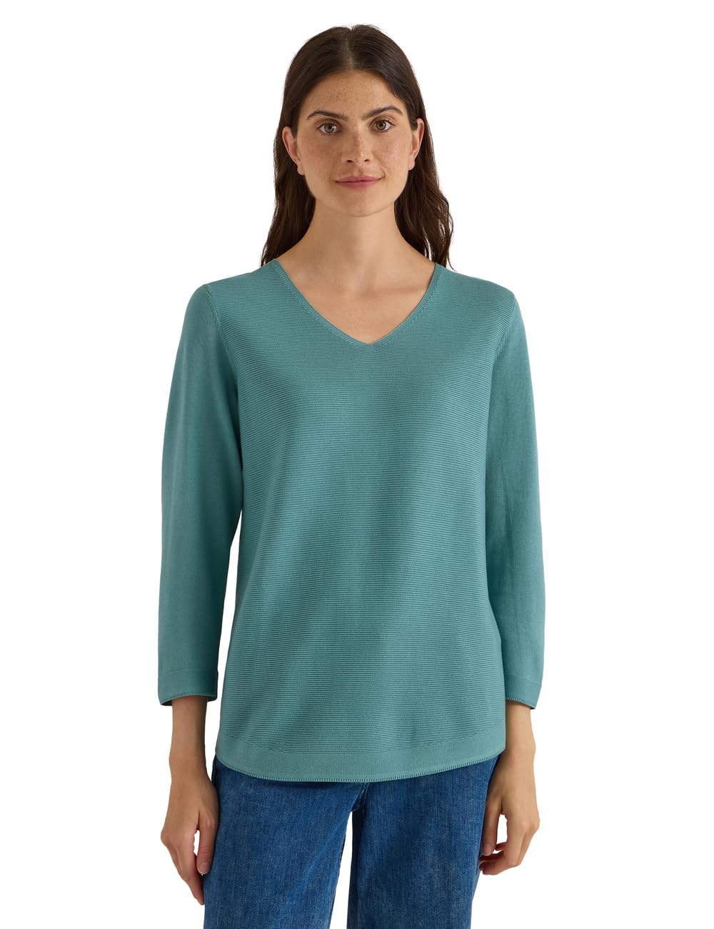 Cecil Damen 3/4-Arm Pullover mit V-Neck und Strukturfront