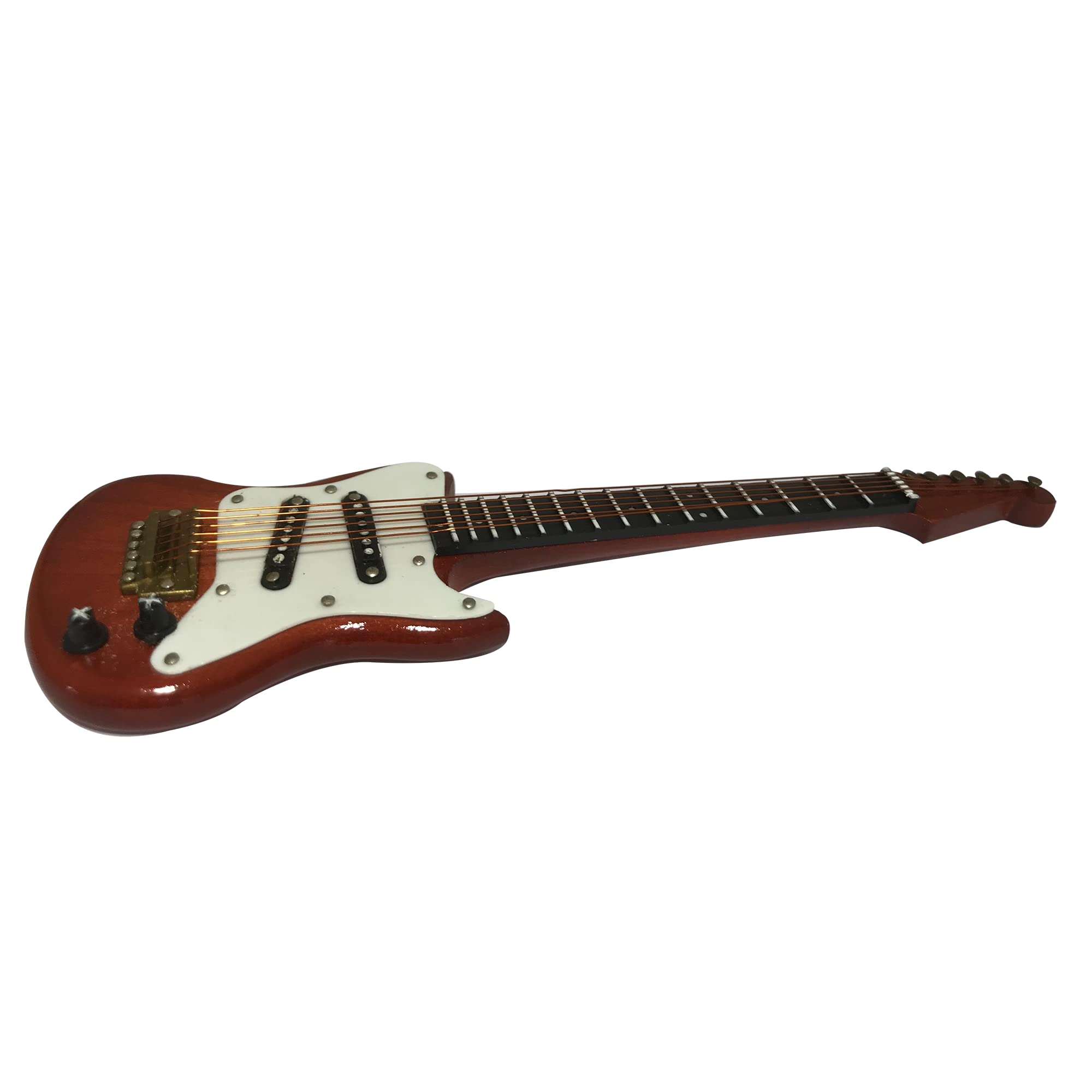 ALANO mini guitarra eléctrica marrón modelo guitarra eléctrica de madera 15 cm árbol de Navidad en miniatura adorno colgante instrumento musical copia regalo decoración de Navidad decoración de fiesta