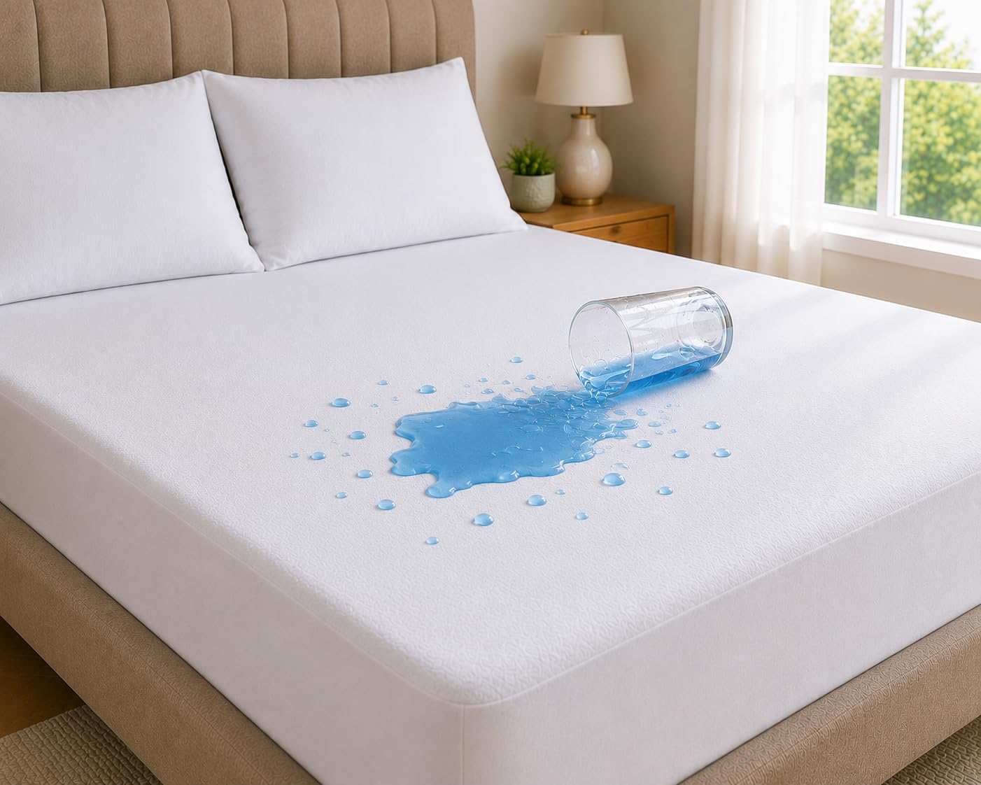 Waterproof Mattress Protector – Terry Towelling Cotton Fitted Sheet Style Cover, Extra Deep Skirt, Noiseless & Non-Crinkle, Anti Allergy Dust Mite Protection, Machine Washable (King)