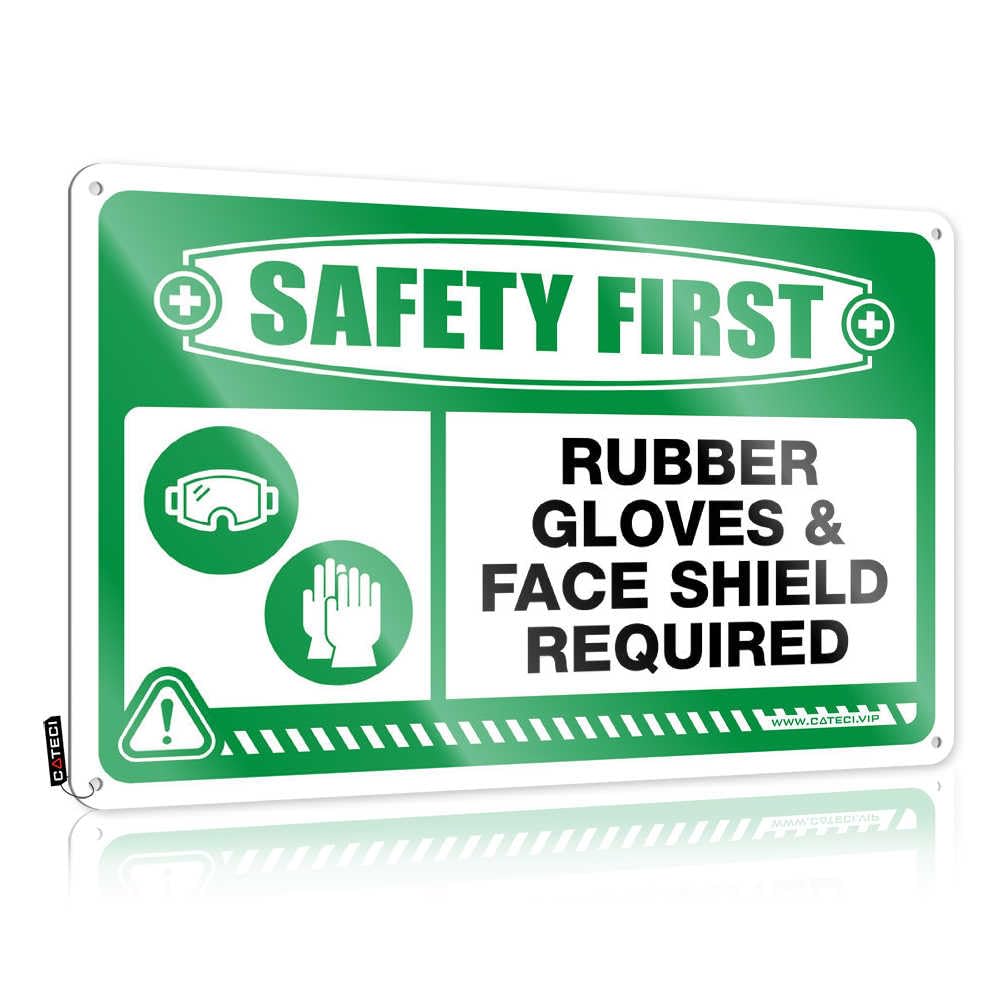 Fzfn Colour Balcony Decor Art Accessories | Safety First Rubber Gloves & Face Shield Required Sarcastic Ranch Decoration(20X30cm)