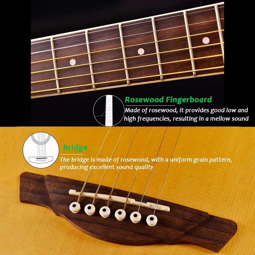 Chitarra Acustica Per Adulti Principianti, Chitarra Acustica Classica Da 41 Pollici Con Custodia Per Musicisti E Appassionati.(Blu)
