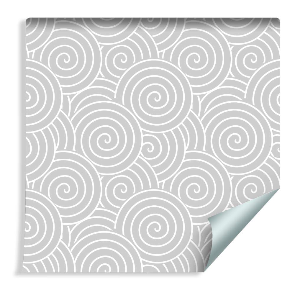 Muralo Papier Peint Rétro - Gris Tournoyant - Spirales - 10m x 53 cm