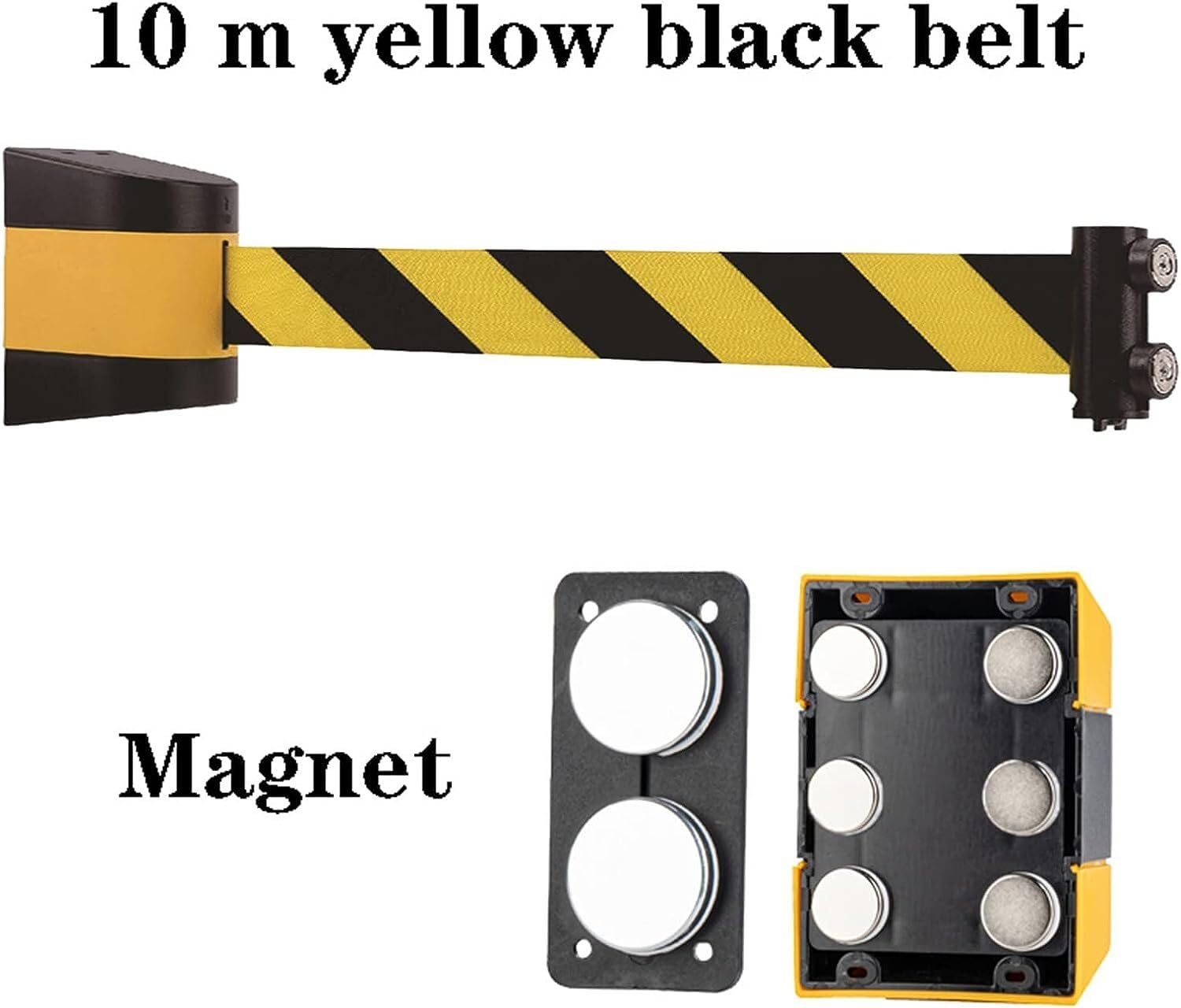 ELzEy Ceinture rétractable magnétique de 10 mètres, Longue Ceinture de contrôle des foules Murale, Harnais avec boîtier en ABS et 8 aimants