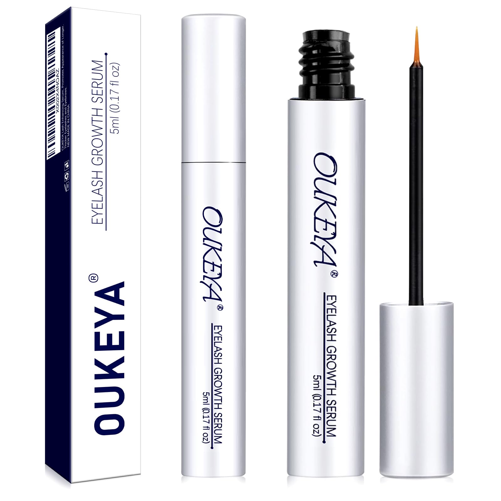 OUKEYA Eyelash Growth Serum 5ml x 2, Lash Serum Herbal Extract & Peptide Formula, For Longer & Fuller Lashes