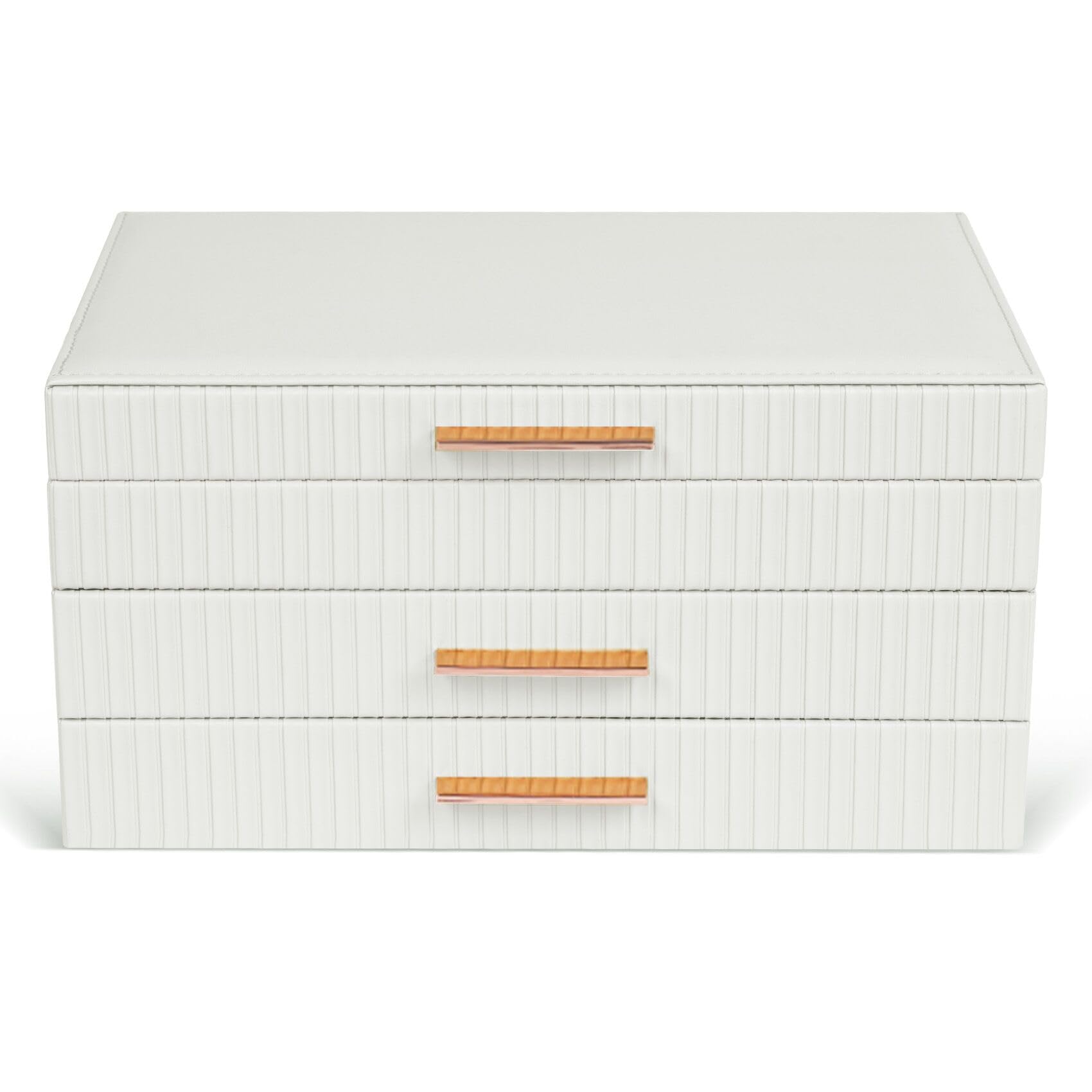 Dajasan Jewelry Boxes for Women, Jewelry Box Organizer with 2 Drawers, 3-Tier Large Jewelry Holder Organizer Box for Necklace Ring Earring Bracelet, Gift Idea, Modern Style (White)