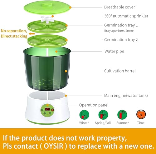 Miniatura 3 de Máquina de brotes de frijoles, kits de germinación de semillas, tiempo de visualización LED, fabricante automático inteligente de brotes de frijol,