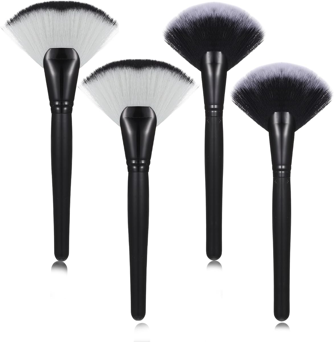 Brocha iluminadora, brocha para abanico, brochas faciales, brochas de maquillaje suaves para resaltar, rubor, bronceador, herramienta cosmética para rostro y cuerpo, negro/blanco, 4 piezas