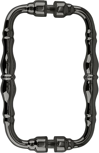 BRIXWELL HT-6BTB-GM - Manija de puerta de ducha de 6 pulgadas de centro a centro, serie tradicional, montaje trasero a trasero, níquel negro