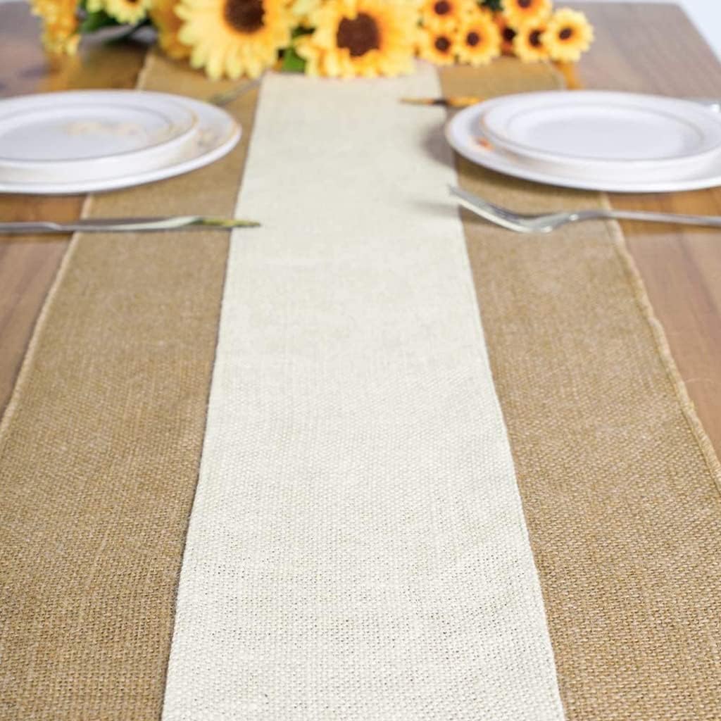 Burlap Table Runner Splicing Table Runner for Wedding Shower Rustic Home Farmhouse Dining Table Decor(E,30x240cm)