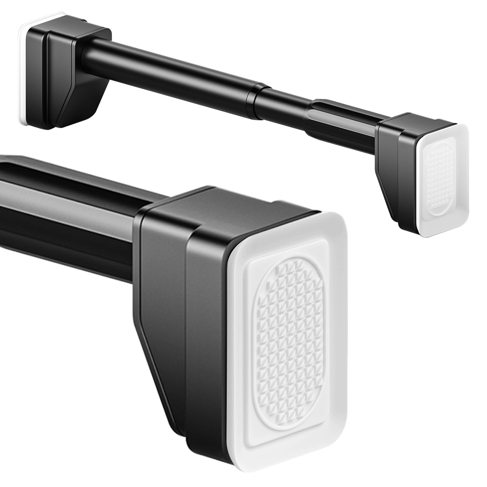 Douchegordijnstang 40-490cm verstelbaar, spanningsgordijnstang zonder boren, antislip, zwaar belastbare roestvrijstalen douchestang voor badkamer, raam, kast, keuken, terras (roestvrij staal, 210
