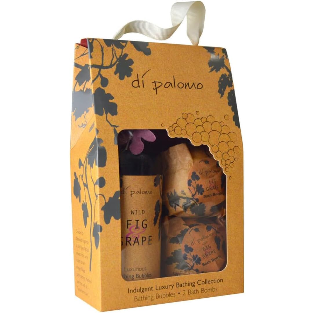 Di PalomoVegan Wild Fig & Grape Indulgent Luxury Bathing Collection. Bathing Bubbles 300ml & 2 Bath Bombs. Bubble Bath Body Wash & Bath Bomb Bath Set. Vegan Bubble Bath & Shower Gel Gifts for Women.