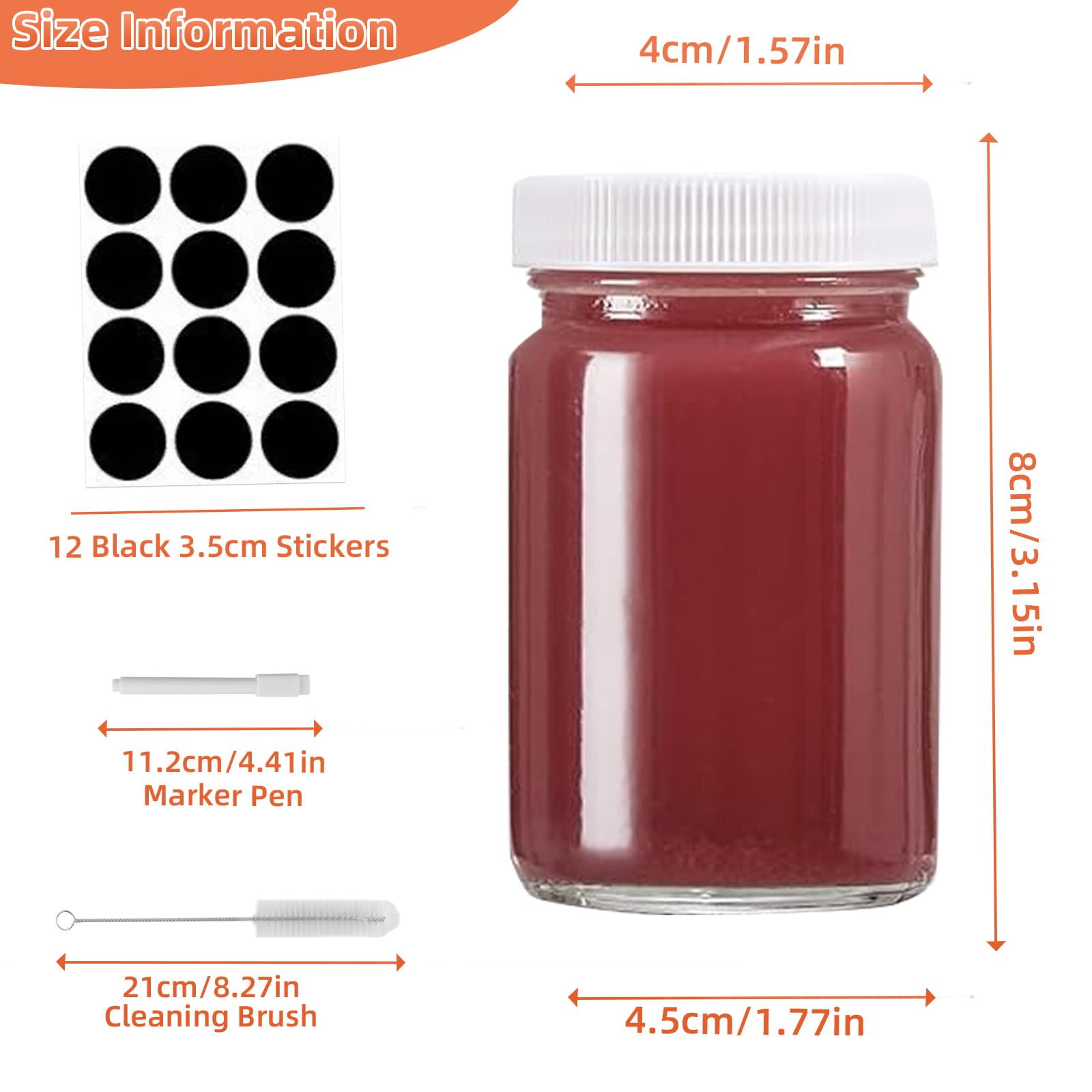 Dinhauyon Reusable Small Clear Jar for Juice Mini Glass Bottles,12Pcs Bottles - Image 4
