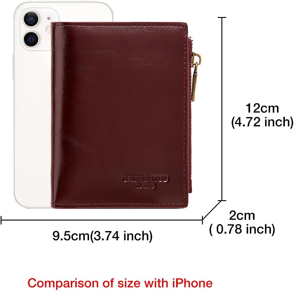 LAORENTOU Wallet for Men Genuine Leather Bifold Stylish Wallet with ID Window Credit Card Holder (Dark brown2) - Image 8