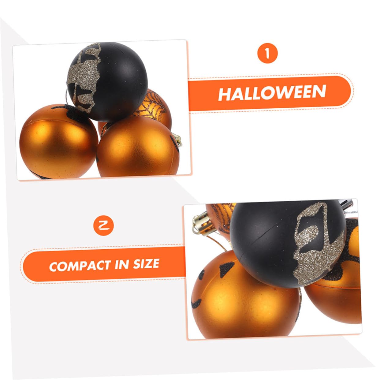36pezzi Addobbi Halloween Ornamentali Sfera di Plastica Tema Teschio di Zucca Strega per Decorazioni Casa Festa Autunnali
