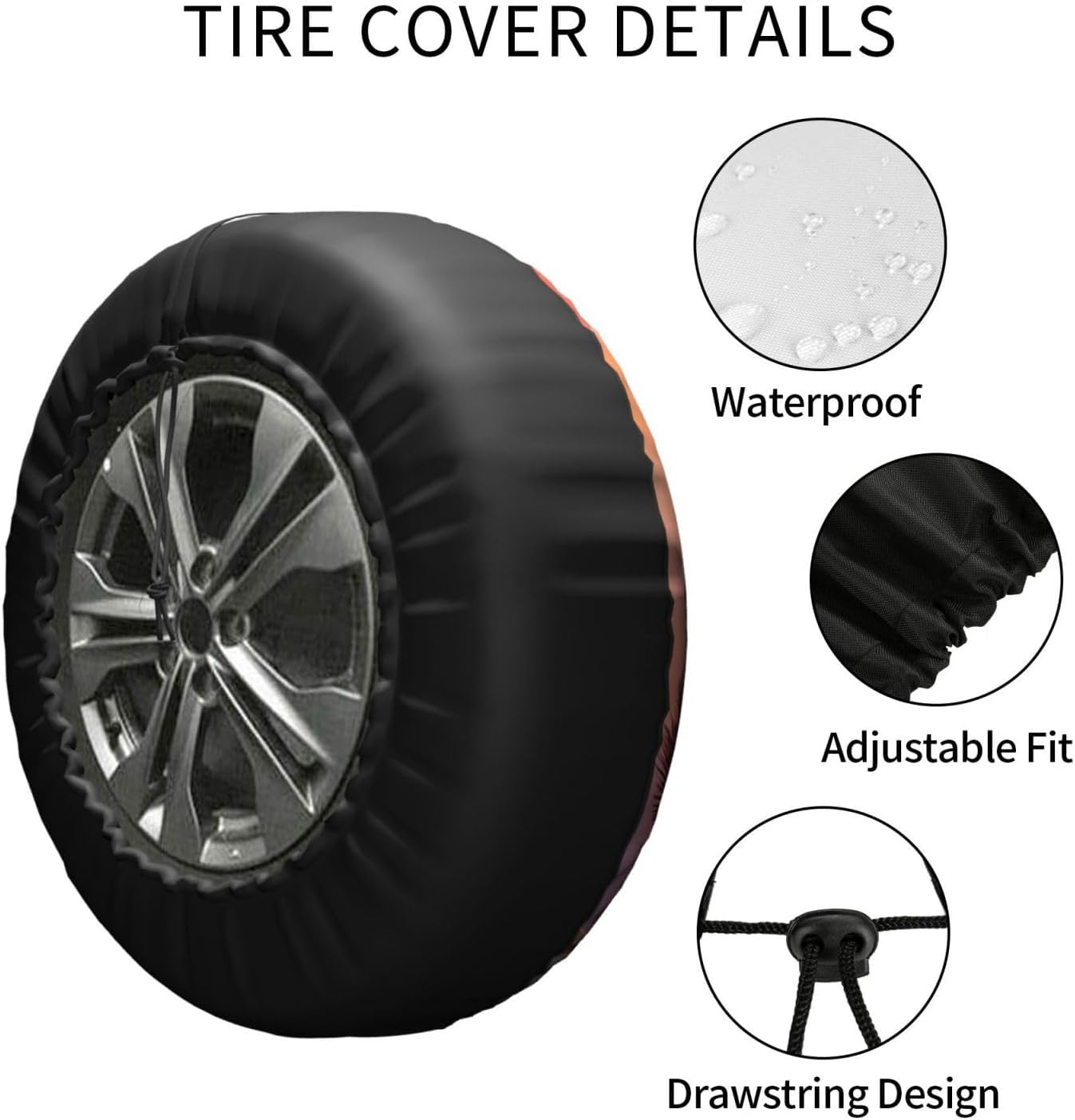Sunset Palm Print Tire Cover Universal Spare Wheel for Trailer Rv SUV Truck Camper Travel Accessories