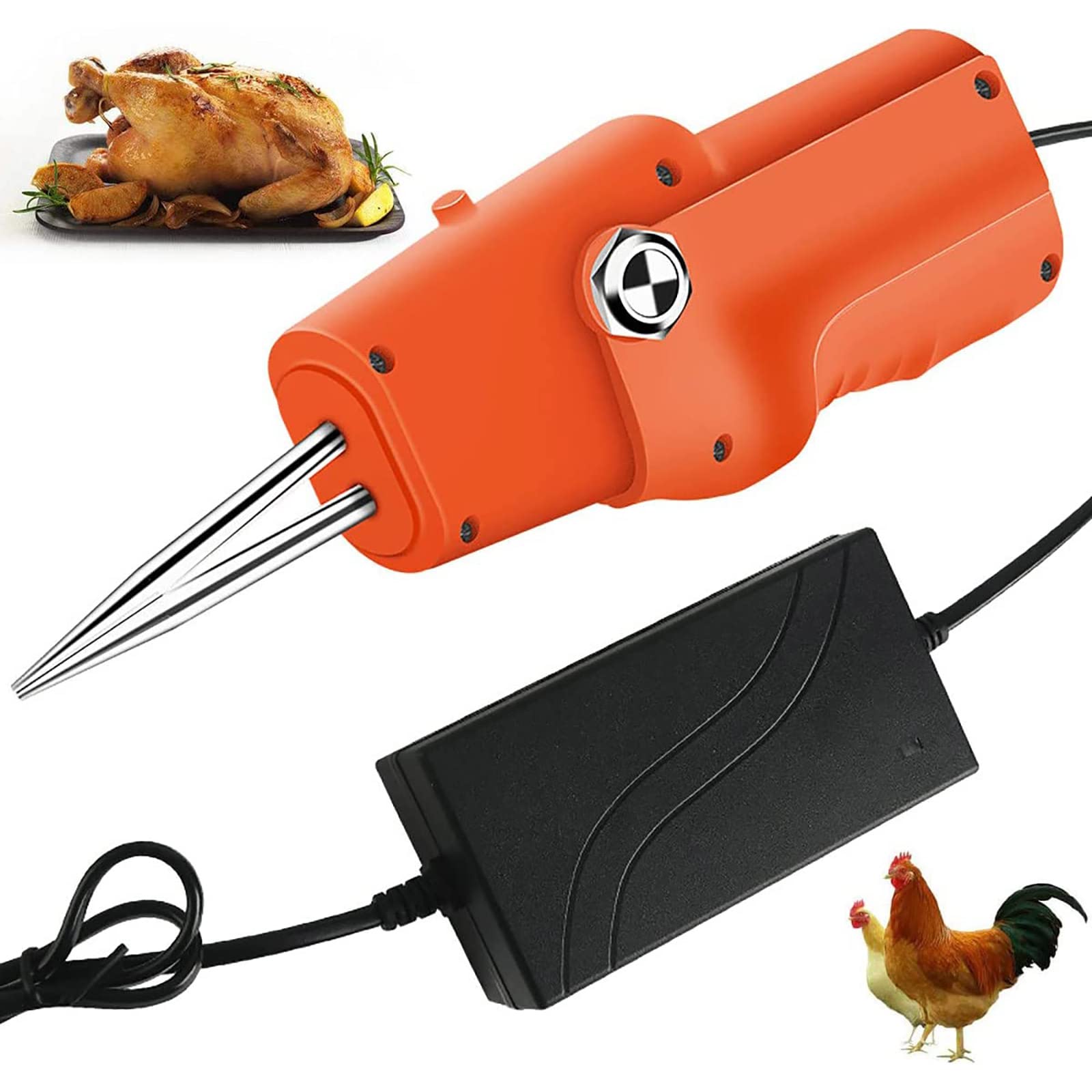 LZFuiop 24V Commercial Chicken Plucker, Chicken Plucker De-feather Remover, Chicken Plucker Machine, Self-Locking Button, Strong Friction
