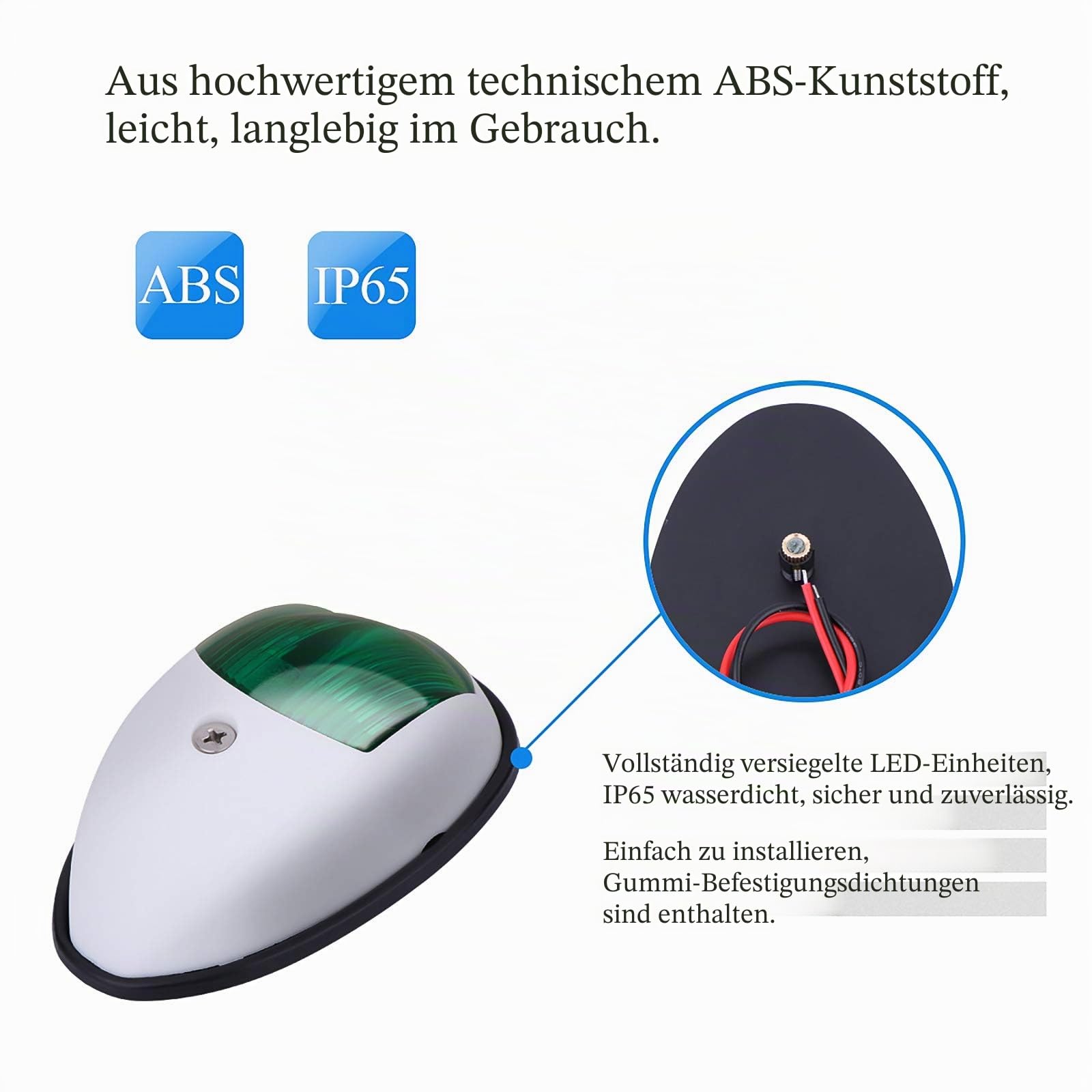 OurLeeme Bootsnavigationslichter, 2 Stück 12 V Grün und Rot Marine Boot Yacht LED Licht Signalleuchte Port Seitenbogen Licht für Boot Yacht Skeeter