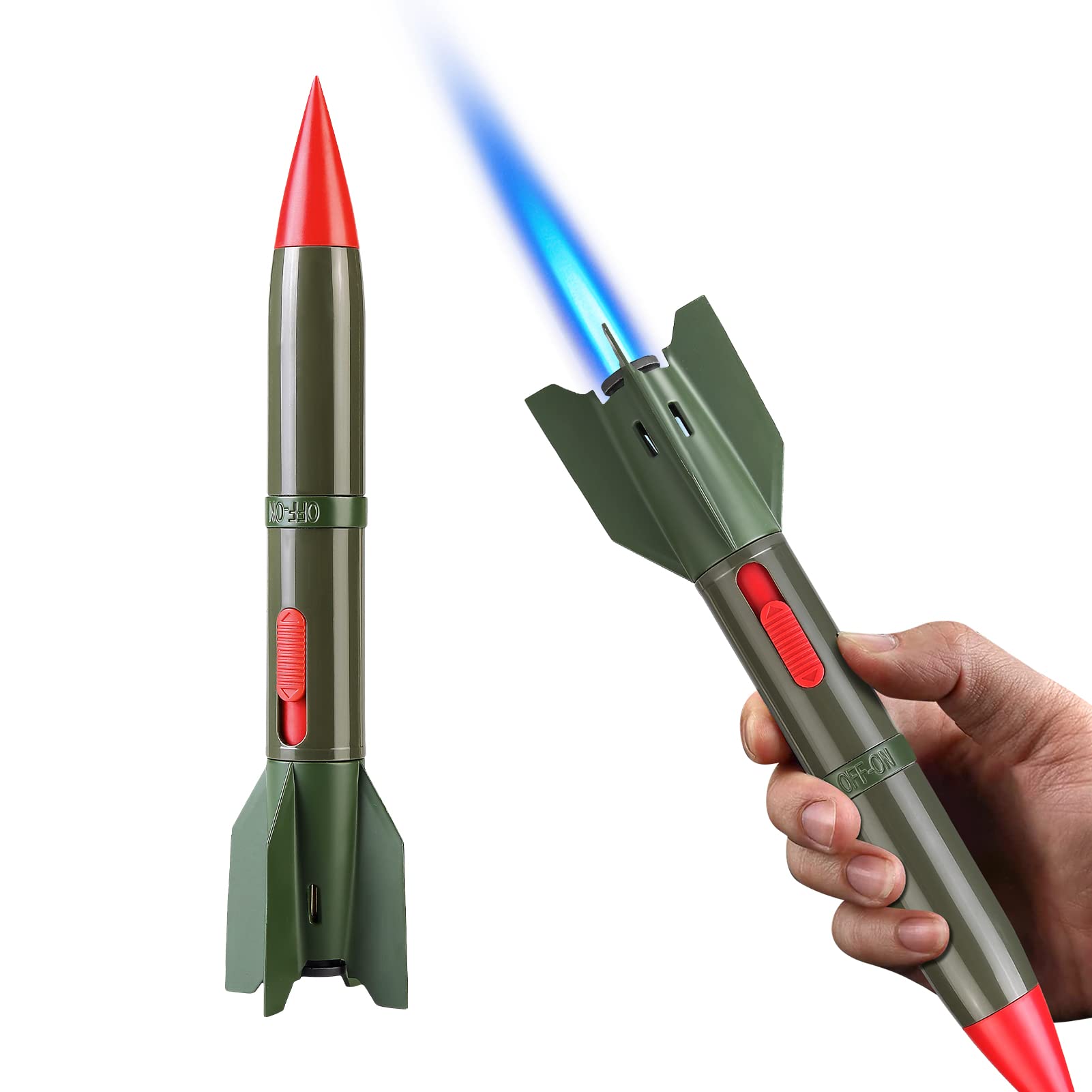 Morisk Butane Torch Lighter Refillable Kitchen Cooking Torch, Windproof Jet Flame Adjustable Lighters Rocket Shape, Cool Blow Torch with Safety Lock for Baking Creme Brulee (Butane Gas Not Included)