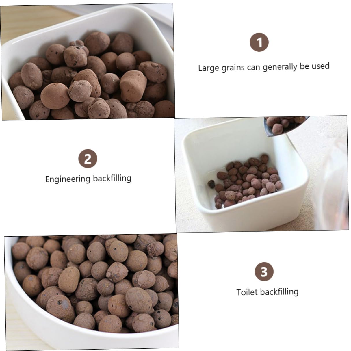 Anneome Ceramsita de Drenaje para Jardinería 1 Kg Arcilla Expandida Porosa 05-1 CM Material Transpirable para Cultivo sin Suelo y Mejora de Macetas
