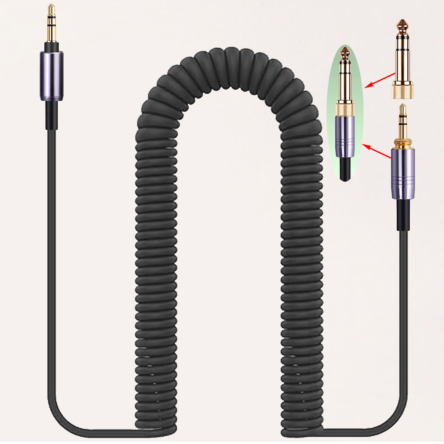 WH-1000XM3 - Cable de audio en espiral de repuesto para auriculares Sony WH-1000XM5 XM4 MDR-950BT 1AM2, auriculares con cancelación de ruido ATH-M50xBT2, cable de extensión de 3,5 mm con