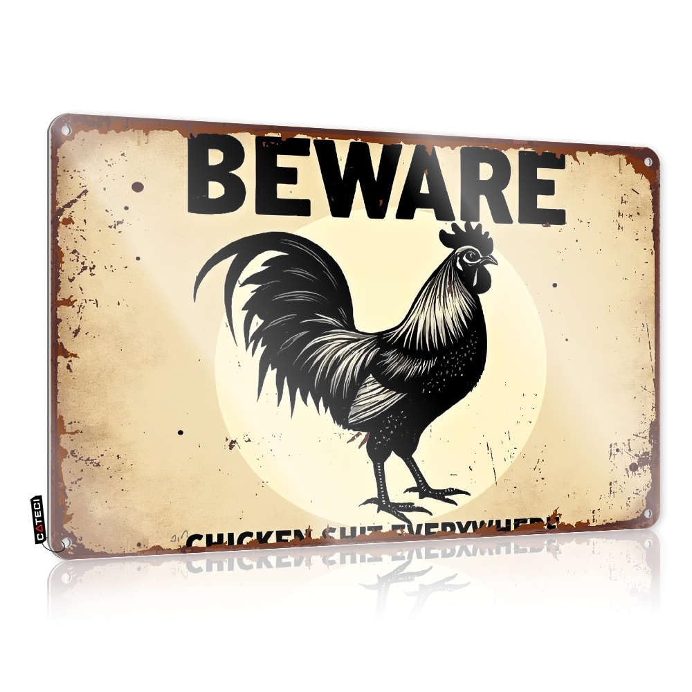 Sujd Colour Bewarechicken Shit Everywhere! Funny Vintage Signs Tapestry | Americana Gift For Gamer Decorative Wall Art(30X40cm)