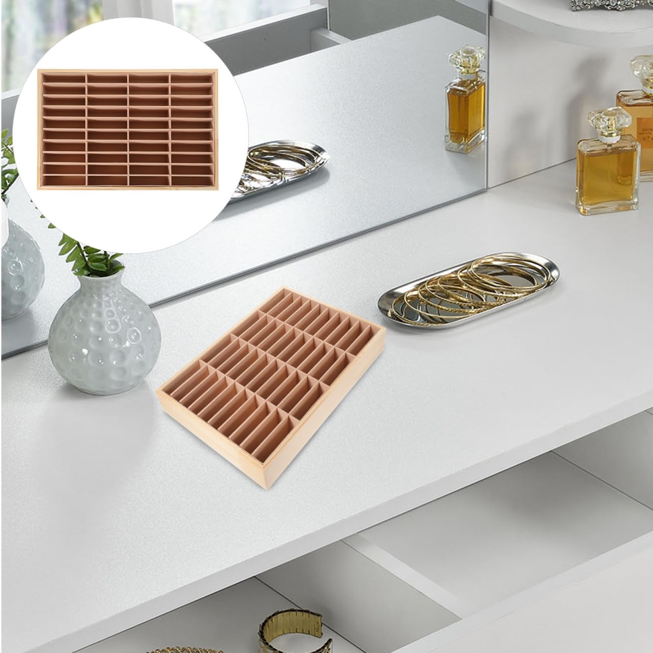 PRETYZOOM Boîte de Rangement pour 40 Téléphones Portables, Casier en Bois avec Doublure Douce Anti-Rayures, Idéal pour Salle de Classe, Bureau et Réunion