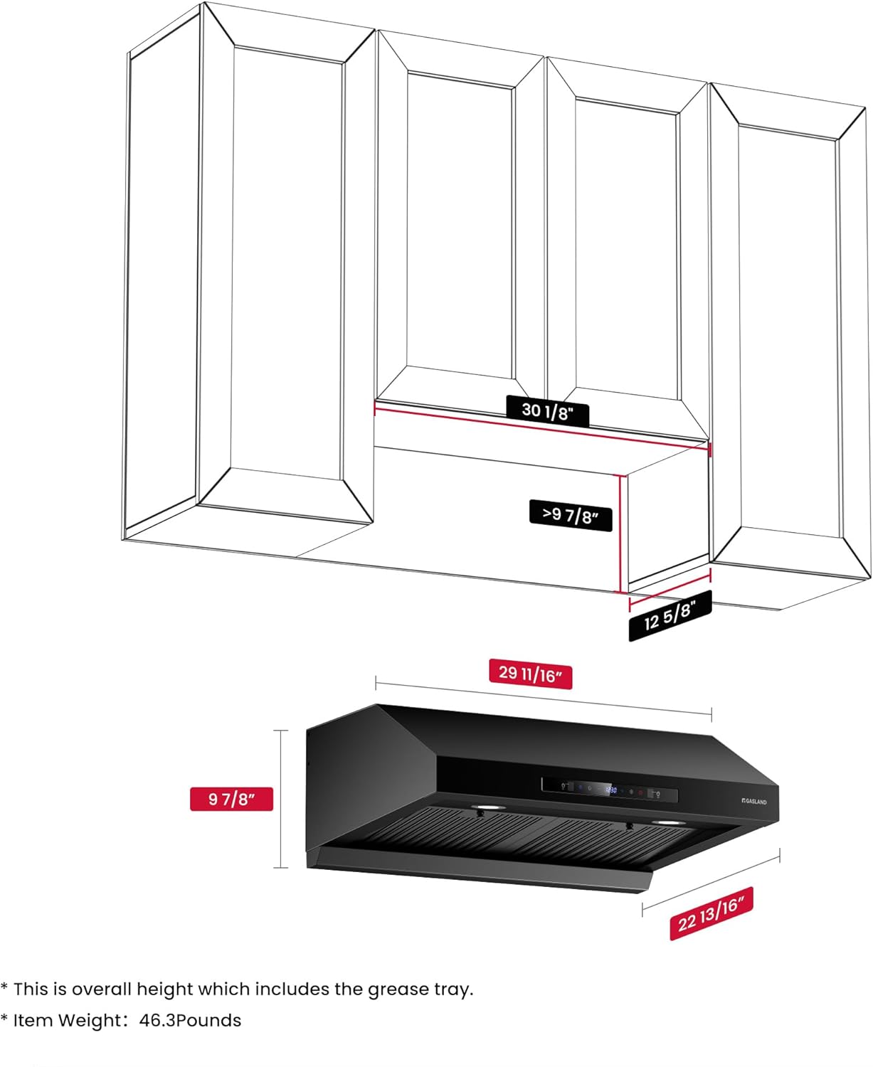 GASLAND 24 Inch Black Electric Wall Oven +30 Inch Black Range Hood